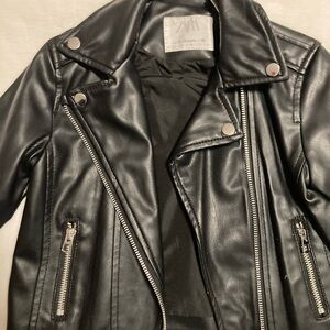 Zara Kids Black Leather Jacket with Silver Accents